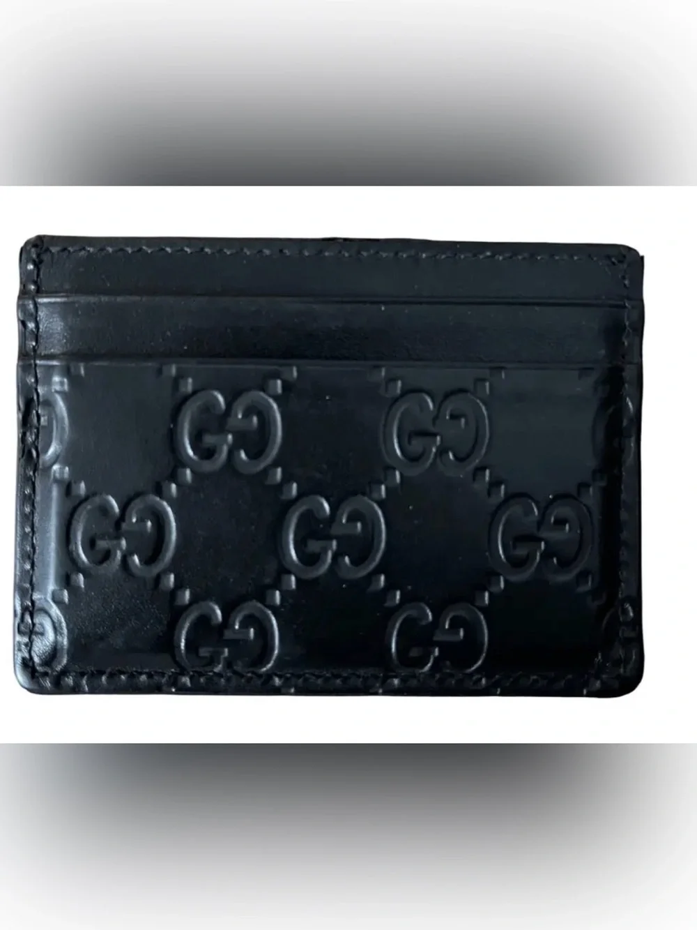 Gucci Black GG Embossed Leather Slim Card Case